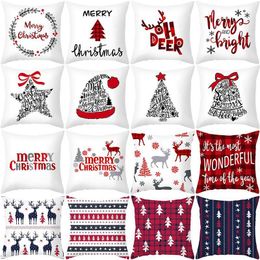 Merry Christmas Cushion Cover kussencase Decoraties voor Home Kerstmis Noel Ornament Happy Nieuwjaar 2023 TX0010