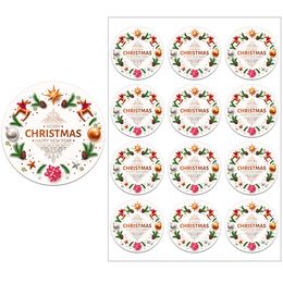 Merry Christmas Decor Stickers Santa Deer Embalaje de múltiples sellos Etiquetas de pegatinas para el sobre de nuevo año Decoración de Navidad Regalos