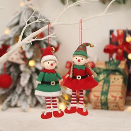 Décorations de joyeux noël, poupée elfe de Couple de dessin animé, pendentif arbre de noël suspendu, ornements de fête Festive, cadeaux de noël