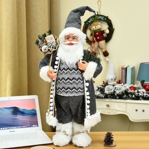 Merry Christmas Decorations For Home Gray Robe Santa Claus met cadeauzakje tennisracket jaar kerstfoto's cadeau speelgoed 201203