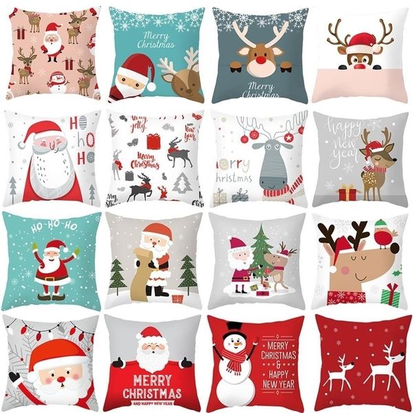 Joyeux Noël Décorations pour la maison Renne Père Noël Arbre Coussin Couverture Ornements Cadeaux de Noël Année Y201020