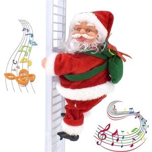 Frohe Weihnachtsdekorationen für Zuhause, Weihnachtsmann auf einer elektrischen Leiter mit Musik, Jahr, Kinderspielzeug, Geschenk, Navidad 201201