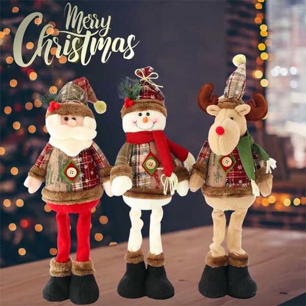 Feliz Navidad Muñeca Retráctil Papá Noel Muñeco de nieve Elk Feliz Año Regalos Adorno de Navidad Decoraciones de Navidad Natal Peluches 211104