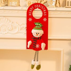 Joyeux Noël porte cintre pendentifs bouton de Noël non-tissé portes en tissu poignée cintres signe pour fête de vacances décor à la maison RRE14583