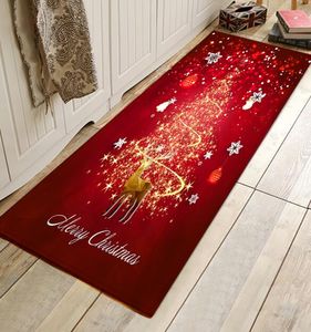 Joyeux noël porte de porte de porte le père Noël claus en flanelle des décorations de Noël de tapis extérieur pour la maison de Noël faveurs