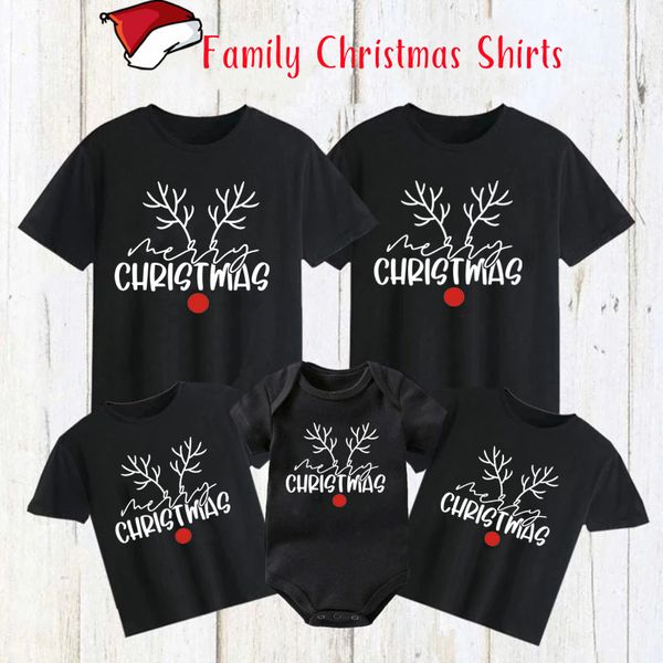 Joyeux Noël chemises familiales Famille T-shirts de Noël papa maman et moi T-shirt Famille Matching Christmas Printing Vêtements