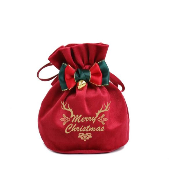 Bolsa de embalaje de dulces de Feliz Navidad Regalo, bolsa de bolsillo de franela para almacenamiento de dulces de manzana de terciopelo, suministros para fiestas