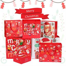 Merry Christmas Gift Papieren Tassen Xmas Tree Verpakking Tas Sneeuwvlok Kerst Candy Doos Nieuwjaar Kinderen Gunsten Tas Decoraties 2021 FY4763