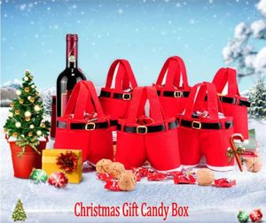 Joyeux Noël Cadeau Traiter Bonbons Bouteille De Vin Père Noël Pantalon À Bretelles Pantalon Décor De Noël Portable Bonbons Emballage Cadeau dhl