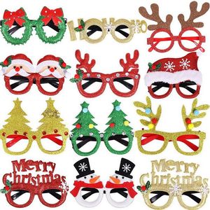 Merry Christmas Bril Frame Santa Sneeuwman Tree Grappige Party Maskers Accessoires Ornamenten Decoratie Mode Kinderen Foto Props Gift