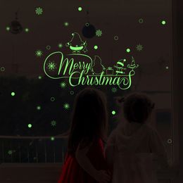 Merry Christmas Glow Snowman Muur Fluorescentie Stickers Woonkamer Lichtgevende Stickers Venster Decor voor Home Mall DHL Gratis verzending