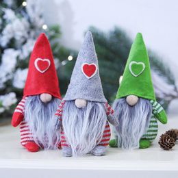 Merry Christmas Heart Hat Zweden Santa Gnome Plush Doll Ornamenten Handgemaakte elf Toy Home Party Decoration Gifts
