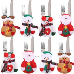 Feliz Navidad Cuchillo Tenedor Cubiertos Bolsa Set Natal Decoraciones navideñas para el hogar Nochevieja Decoración de fiesta de Navidad GCB16317