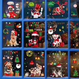 Vrolijke Kerstmis Mooie Santa Claus Windows Glas Sticker Festival Woondecoratie Aangepaste Statische Cling Xmas Venster Stickers
