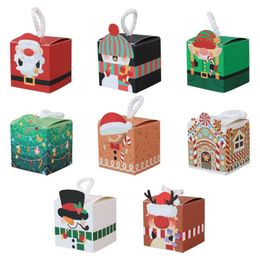 Feliz Natal Mini Caixas de Presente de Cartão 2.17 Polegadas Decorações de Calendário de Advento Portátil Crianças Festivas Doces Açúcar Favor de Festa Embalagem de Papai Noel com Seda