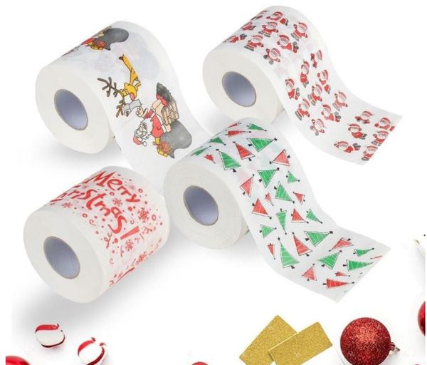 Feliz Navidad Servilletas Papel higiénico Patrón de impresión creativo Serie Rollo de papeles Moda Divertido Novedad Regalo Ecológico Portátil SN4546