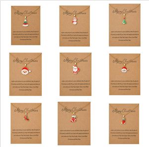 Merry Christmas Ketting met Gift Card Santa Claus Boom Sok Sneeuwpop Hanger Gouden Kettingen voor Vrouwen Meisjes Partij Sieraden Groothandel