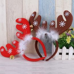 Adornos navideños, campanas, decoraciones de plumas, astas, diadema navideña, decoraciones navideñas para fiestas