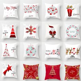 Joyeux Noël Taie d'oreiller Housse Coussin Taies D'oreiller Décorations De Noël Pour La Maison wapiti Flocon De Neige Père Noël Bonne Année Décor Cadeau HH22-301