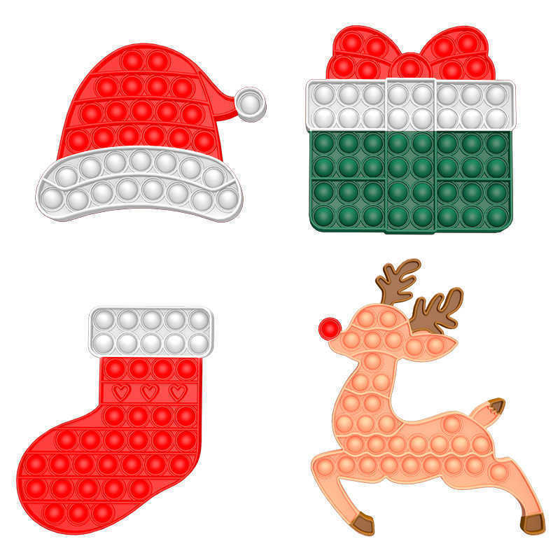 メリークリスマスの装飾品キッズセンサーフィデットおもちゃ漫画トナカイエルクギフトボックスxams帽子キャップシェイプフィンガーポッパーボードゲーム解凍Poo-ITS G87QEQZ
