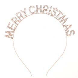 Vrolijk Kerstfeest Strass Hoofdband Decoratie Vakantie Kristallen Haarband Glans Metalen Hoofddeksel Vrouwen Meisje Xmas Haaraccessoires