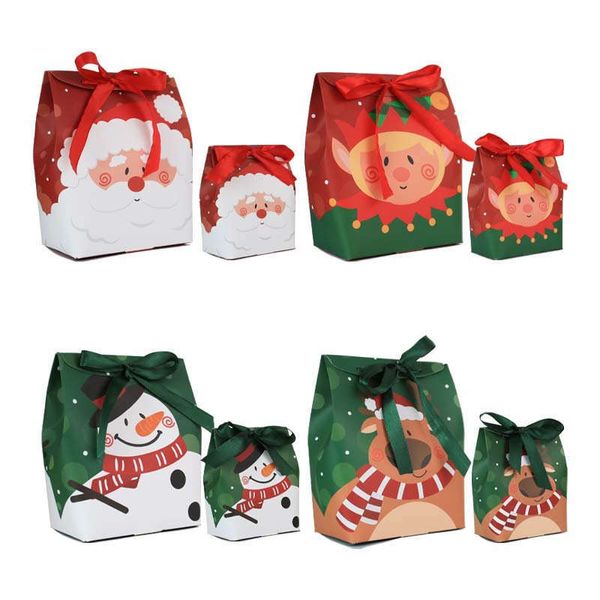 Feliz Navidad Envoltura de cuerda Cajas de papel de regalo Calendario de Adviento portátil Decoraciones Niños Víspera festiva Dulces Galletas de azúcar Favor de fiesta Embalaje de regalo de Papá Noel