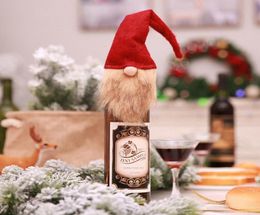 Joyeux Noël Santa Claus long chapeau gnome bouteille de bouteille décor en caoutchouc anneau vin bouffon bouteille de bouteille