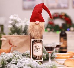 Joyeux Noël Santa Claus Long Hat Gnoe Bouteille Cape décor en caoutchouc Ring Wine Bouteille Bouteille Bouteille Mariage Cadeau Vin Vin Idol4884974
