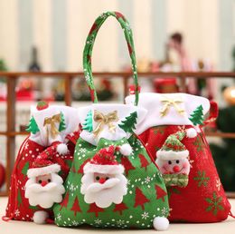 Feliz Navidad Santa Sack Regalos Bactos de muñeco de nieve de Navidad bolsas de dulces Botella de calcetería Decoración de Navidad SN6835