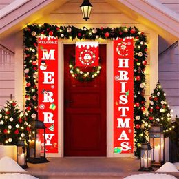 Merry Christmas Santa Snowman Deur Hanging Signs Couplet Banner Party Decor Christmas Decorations voor Home Xmas Gift