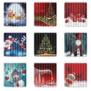 Merry Christmas Shower Curtains Snowman Santa Claus Snowflake Badkamer Frabisch polyester Waterdicht badgordijn