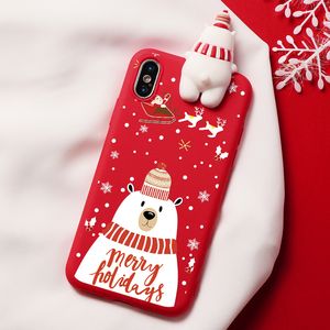 Vrolijke Kerstmis Zachte TPU-gevallen Mooie Santa Deer Snowman Telefoon Cover voor iPhone 13 11 Pro Max XR 8 12 Plus Case 2021 Xmas Gift