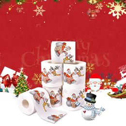 Merry Christmas Toiletpapier Creative Printing Pattern Serie Roll of Papers Mode Grappige Nieuwigheid Gift Eco Vriendelijke Draagbare 50 Stks T1i2445