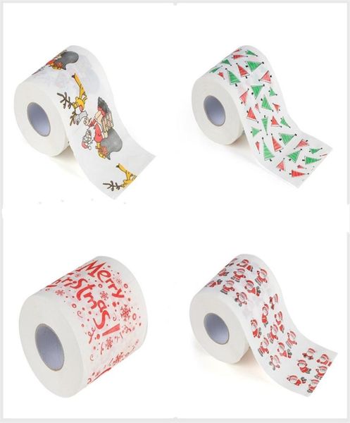 Feliz Navidad Papel higiénico Serie de patrones de impresión creativa Rollo de papel Moda Regalo divertido y novedoso Ecológico Portátil 3 ms 3250959