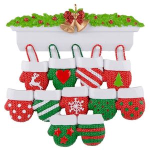 Merry Christmas Tree Decorations Indoor Decor Resin Handschoenen Ornamenten in 13 edities Co005 Ship-by FedEx DHL UPS