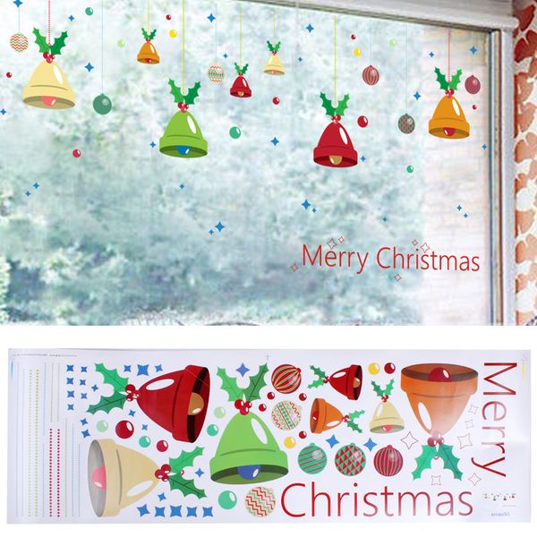 Joyeux Noël Sticker Mural DIY Windbells Mur Flocon De Neige Cabine Bonhomme De Neige Fenêtre Autocollants Ornements Décorations Drop Ship