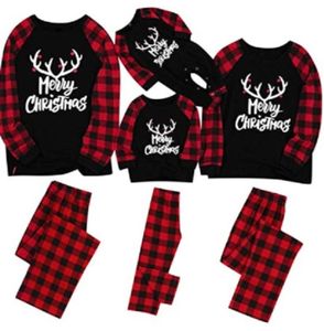 Merrible pijama de pijama de Navidad para mujeres mujeres hombres niños niños pjs rojo a cuadros de reintería salón