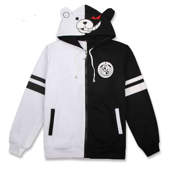 Merry Pretty Danganronpa Monokuma Cosplay disfraz Unisex Sudadera con capucha mujer pulóveres con capucha para hombre Casual negro blanco hoody 201102