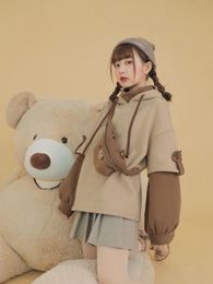 Joyeux joli Harajuku sweat ours sweat à capuche Anime femmes coréenne Kawaii à manches longues sweats à capuche doux hiver hauts avec sac 240115