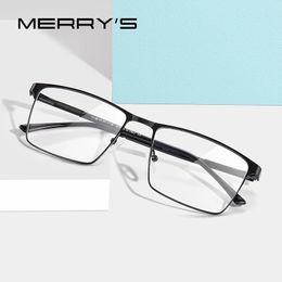 MERRYS DESIGN hommes alliage lunettes cadre Style d'affaires mâle carré ultraléger oeil myopie Prescription lunettes S2057 240322