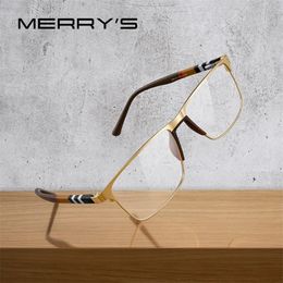 Merrys Design Men Luxury Square Lunes Cadre Business Alloy Eyewear Acetate Jonets Myopia Prescription Epidons S2255 220819 2816