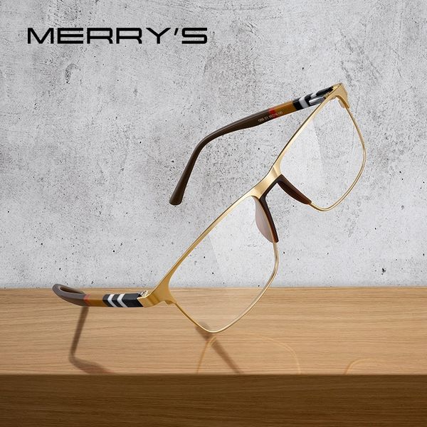 MERRYS DESIGN Hommes De Luxe Carré Lunettes Cadre Affaires Alliage Lunettes Acétate Jambes Myopie Prescription Lunettes S2255 W220423