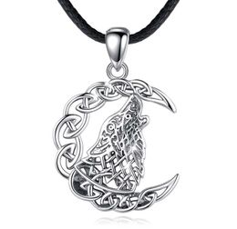 Merryshine 925 sterling argent hommes celtique viking bijoux lune loup collier pendentif 7715841