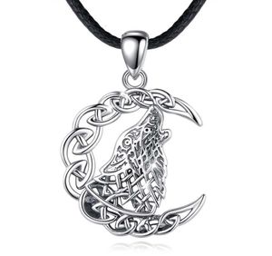 MerryShine 925 Sterling Sier Men Celtic Viking Jewellery Moon Wolf ketting Pendant6547764