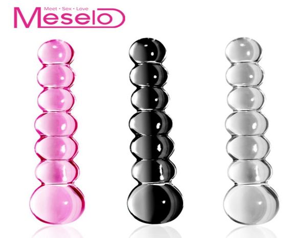 Meselo Glass Beads Anal Plug Gay Sex Toys for Men Woman Woman Vagino Dildo Masturcator BDSM Produits anus But Perle Big Big Adult Toy Y6381738