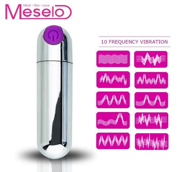 Meselo Metal Bullet Vibrator USB 10 modos Mini juguetes sexuales para mujeres masturbador impermeable vagina femenina Gspot producto vibrante D13755352