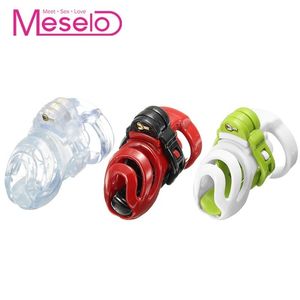 Meselo Peins Cage Male SM Kuisheidsapparaten, Cock Lock Ring met 4 ringen Seksspeeltjes voor Mannen Plastic Anti-Off Bondage Ring Gay Toy Y190713