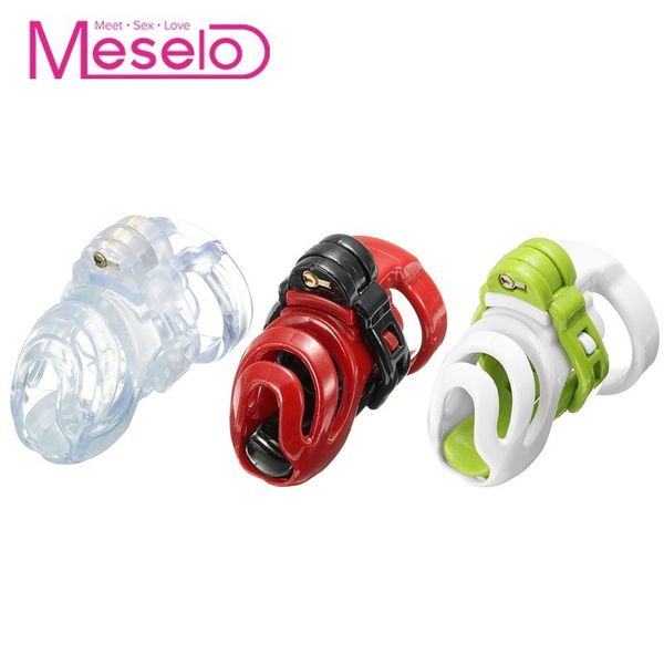 Meselo Peins Cage Male Sm Chastity Devices, Cock Lock Ring con 4 anillos Juguetes sexuales para hombres Plástico Anti-off Bondage Ring Gay Toy Y190713