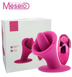Vibrador de lengua Meselo Suck Lick 10 Modo Juguetes sexuales para mujeres Masturbator Control remoto Nipple Estimulador de clítoris USB Cargo Y194698015