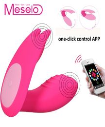 Meselo Wearable Vibrator Telefoon App Afstandsbediening 7 Speed Dubbele Hoofd Speeltjes Voor Vrouw Clitoris Gspot Vagina Dildo vibrators Y5837206